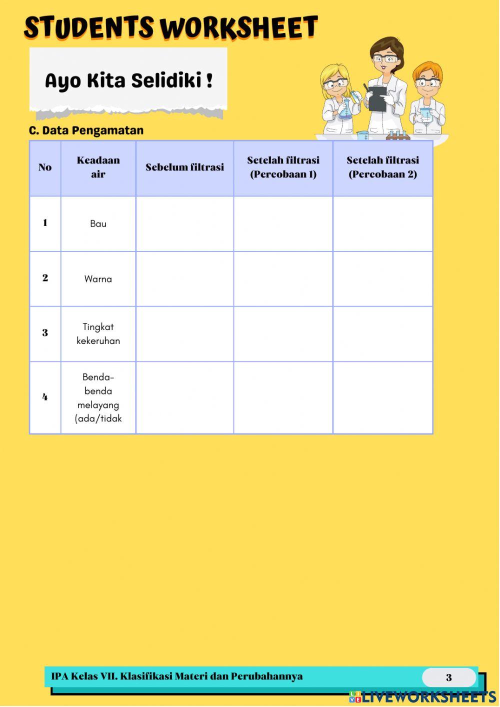 E-LKPD Pemisahan Campuran Metode Filtrasi