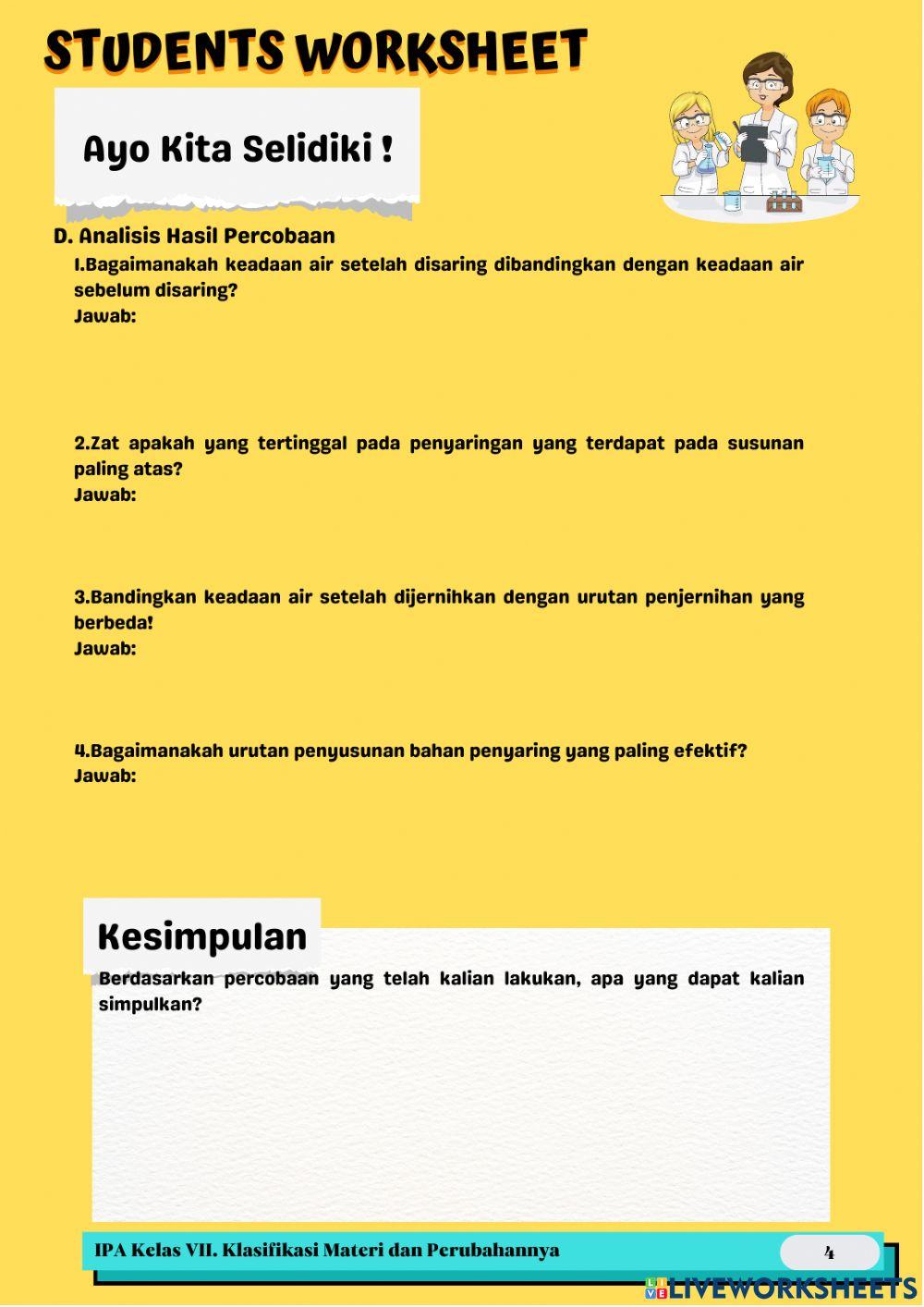 E-LKPD Pemisahan Campuran Metode Filtrasi