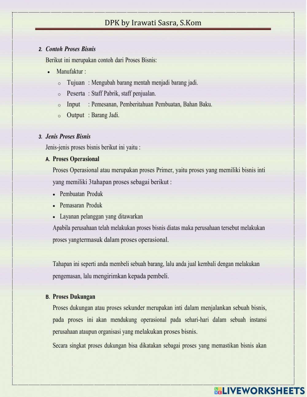 DPK 1 : Proses Bisnis Dibidang Teknik Komputerda Jaringan