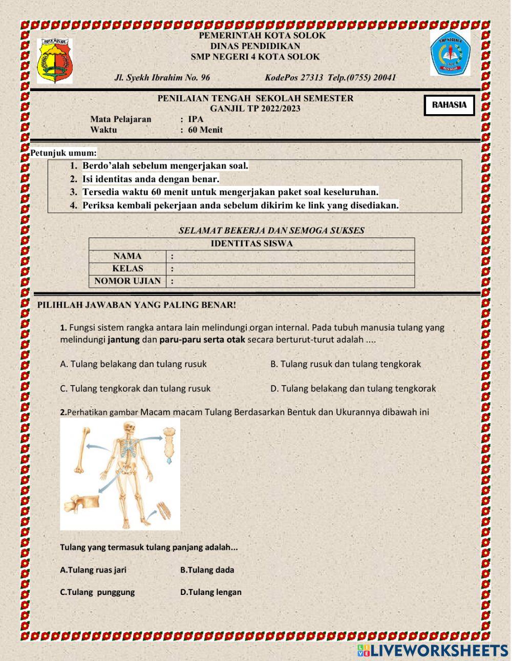 Soal pts ipa kelas 8