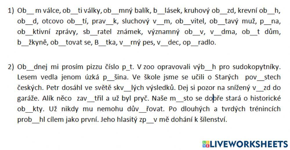 Psaní bě, pě, vě 2