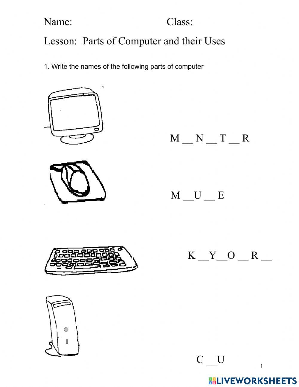 parts-of-computer-online-exercise-for-2-live-worksheets
