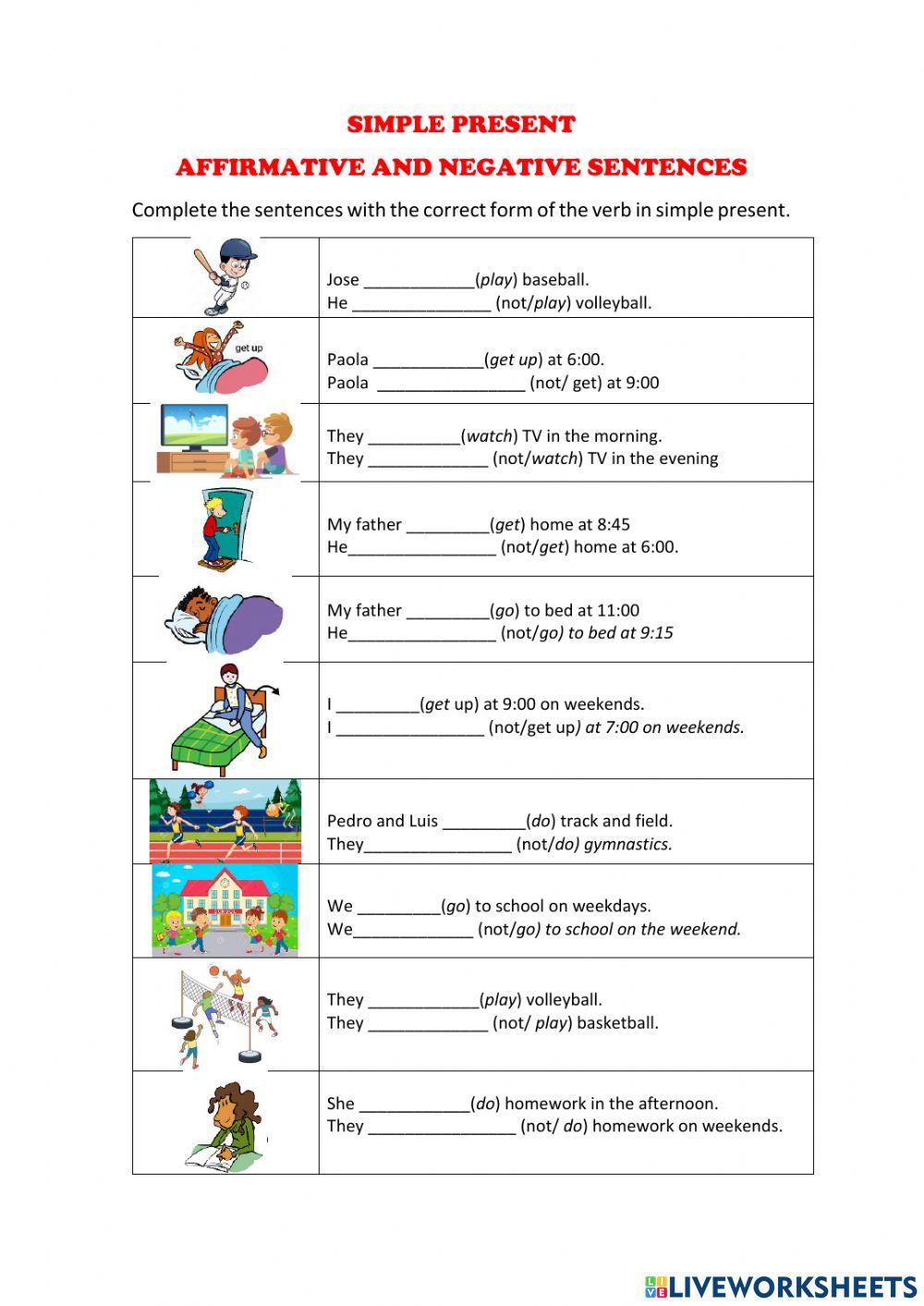 Simple present - Affirmative, Negative