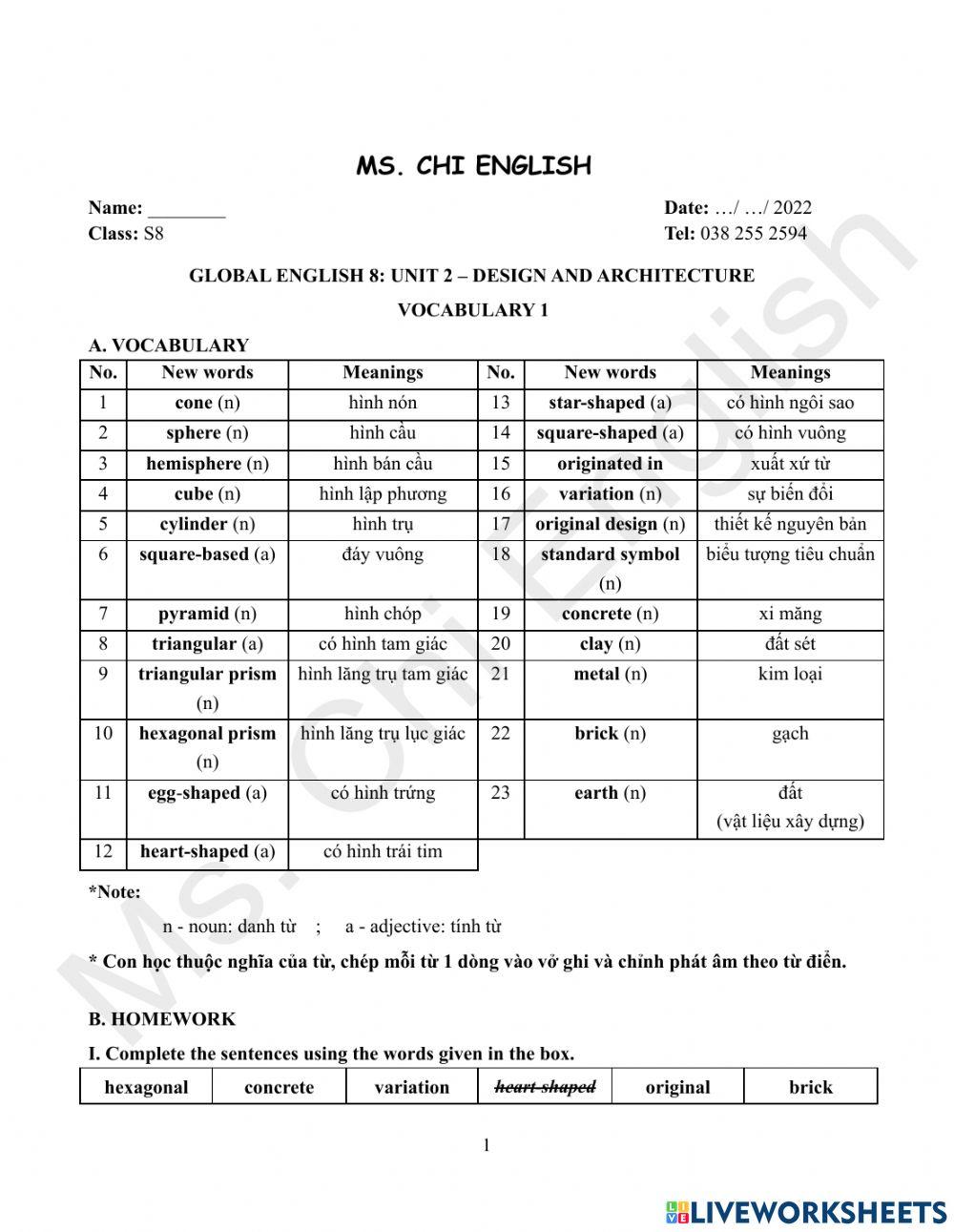 Foreign teacher-S8-Week 4-U2-Vocab 1