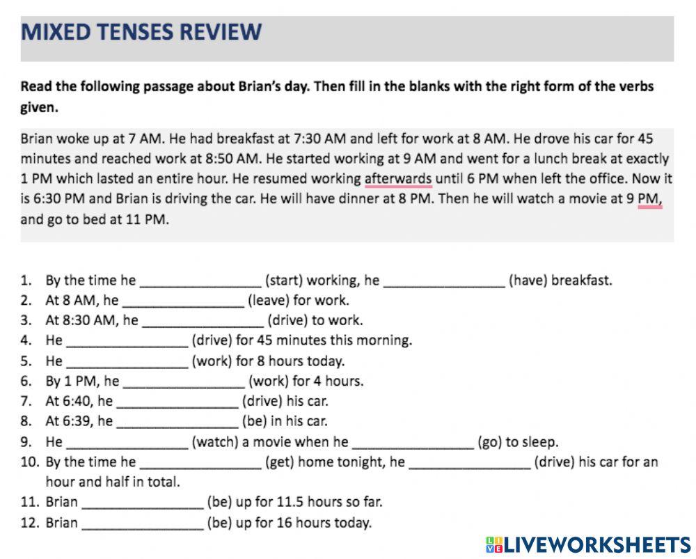 Mixed Tenses Review