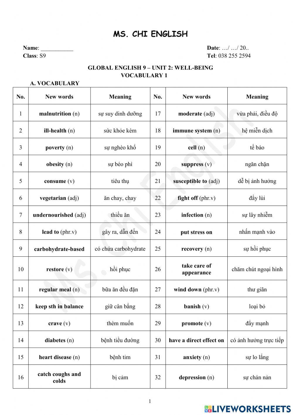 Foreign Teacher-S9-Week 4-U2-Vocab 1
