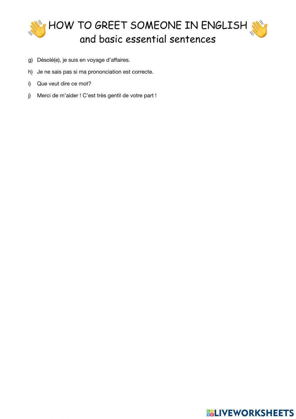 How to greet someone in English and useful basic sentences