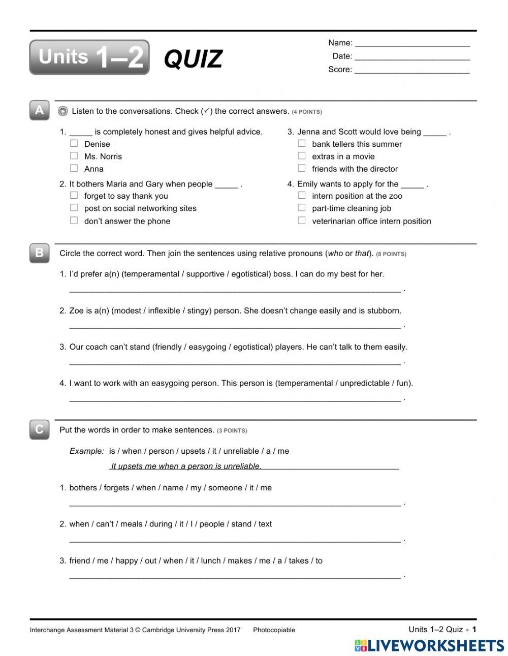 Interchange 3 free interactive worksheets 6898331