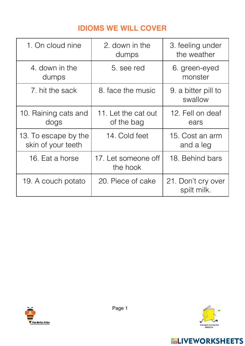 Sept holidays p1-2 idioms workshop part 1