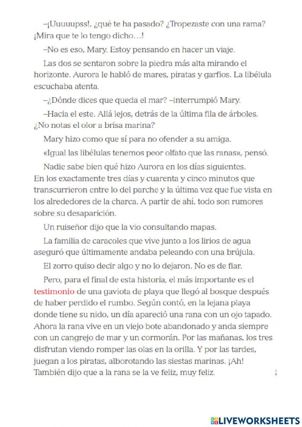 Evaluación Inicial Comprensión Lectora 5º Primaria