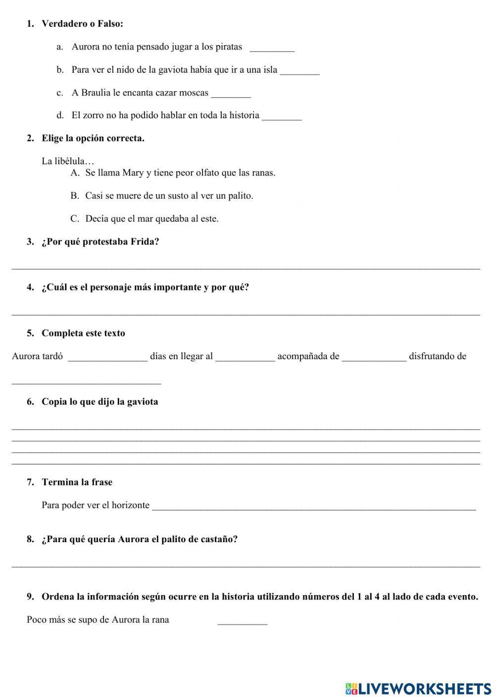 Evaluación Inicial Comprensión Lectora 5º Primaria