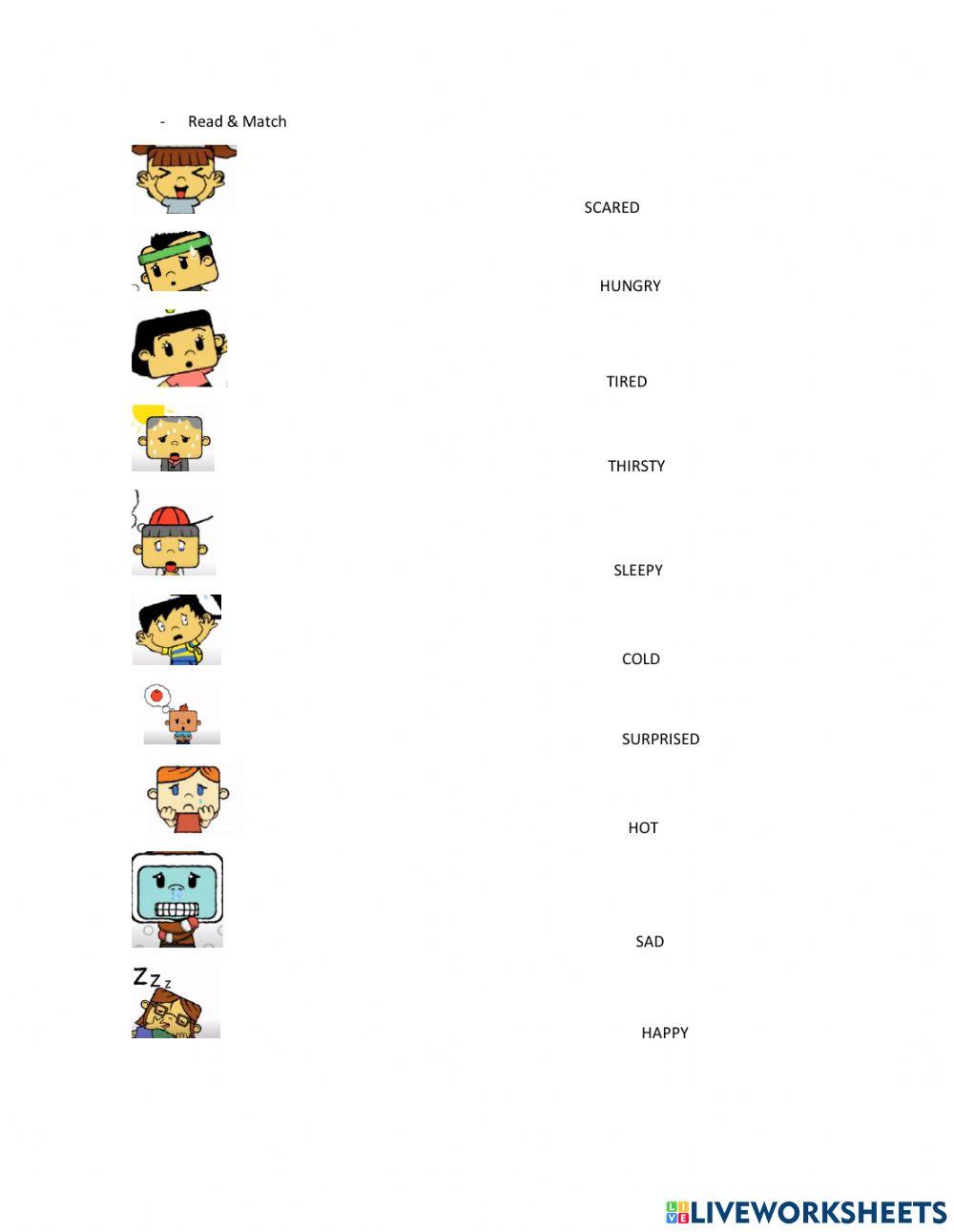 Feelings vocabulary revision