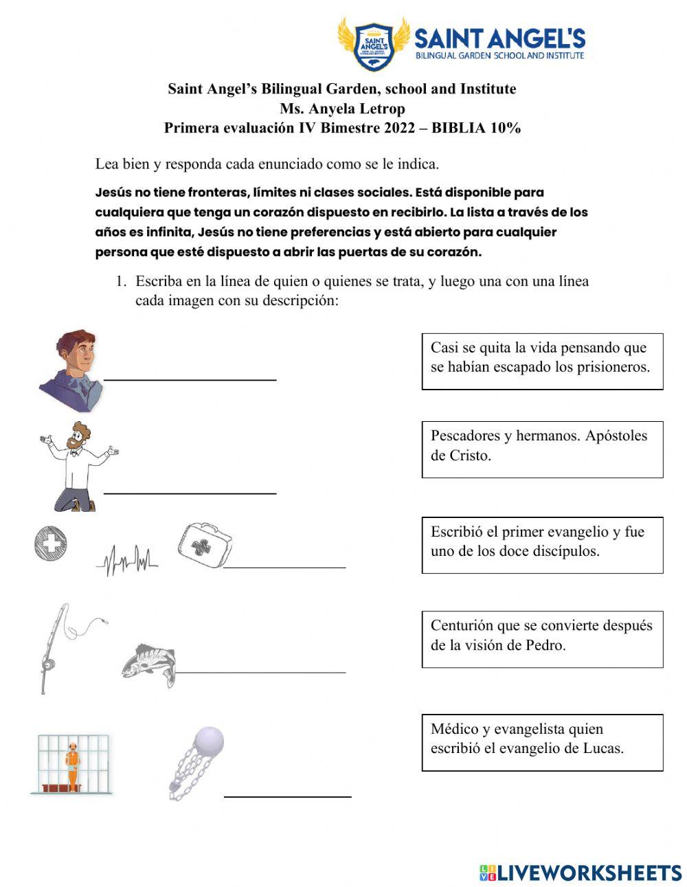 Prueba de Biblia 4to parcial Prueba de Biblia 4to parcial