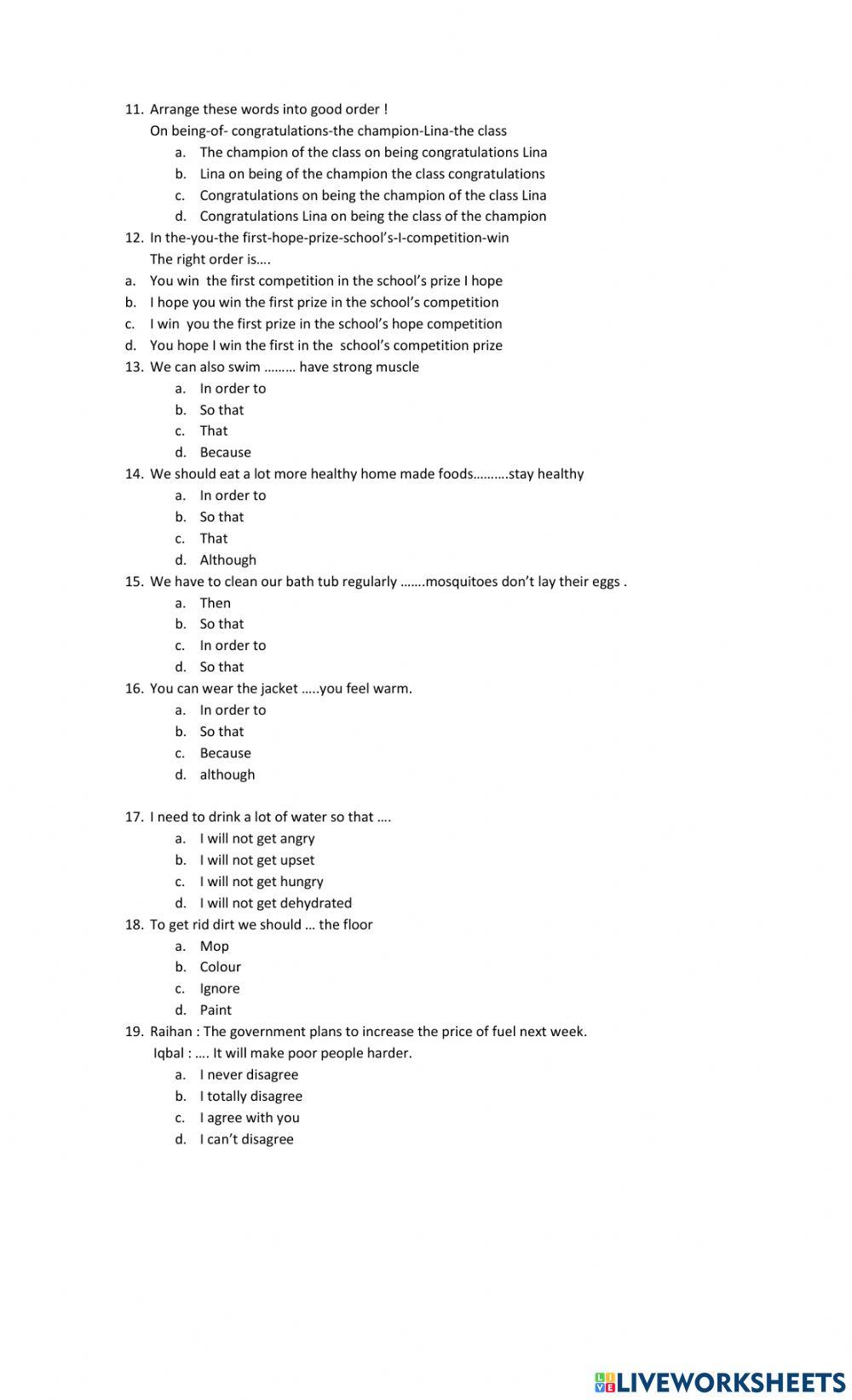 ENGLISH GRADE 9 MID SEMESTER TEST