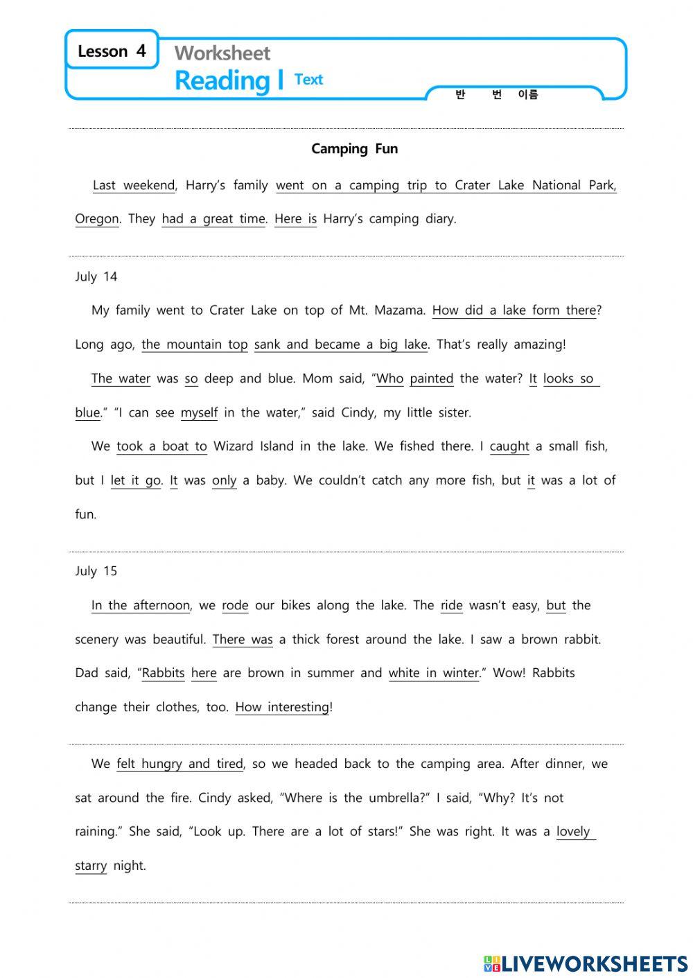 Reading comprehension