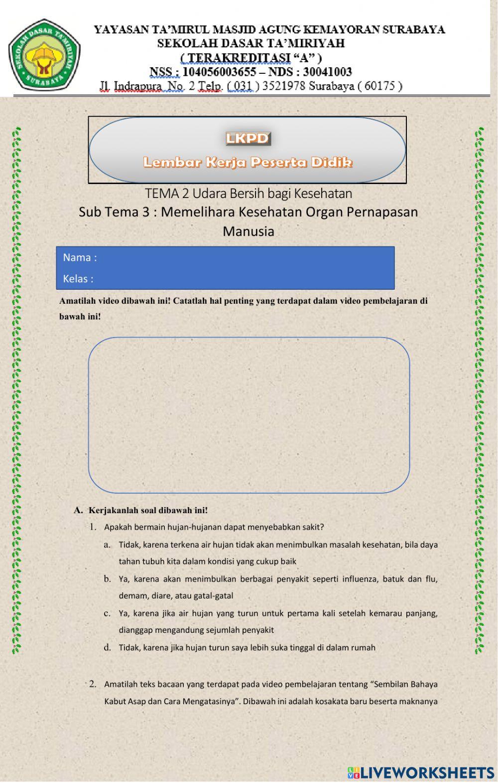 Bahasa Indonesia dan IPA Tema 2 kelas 5