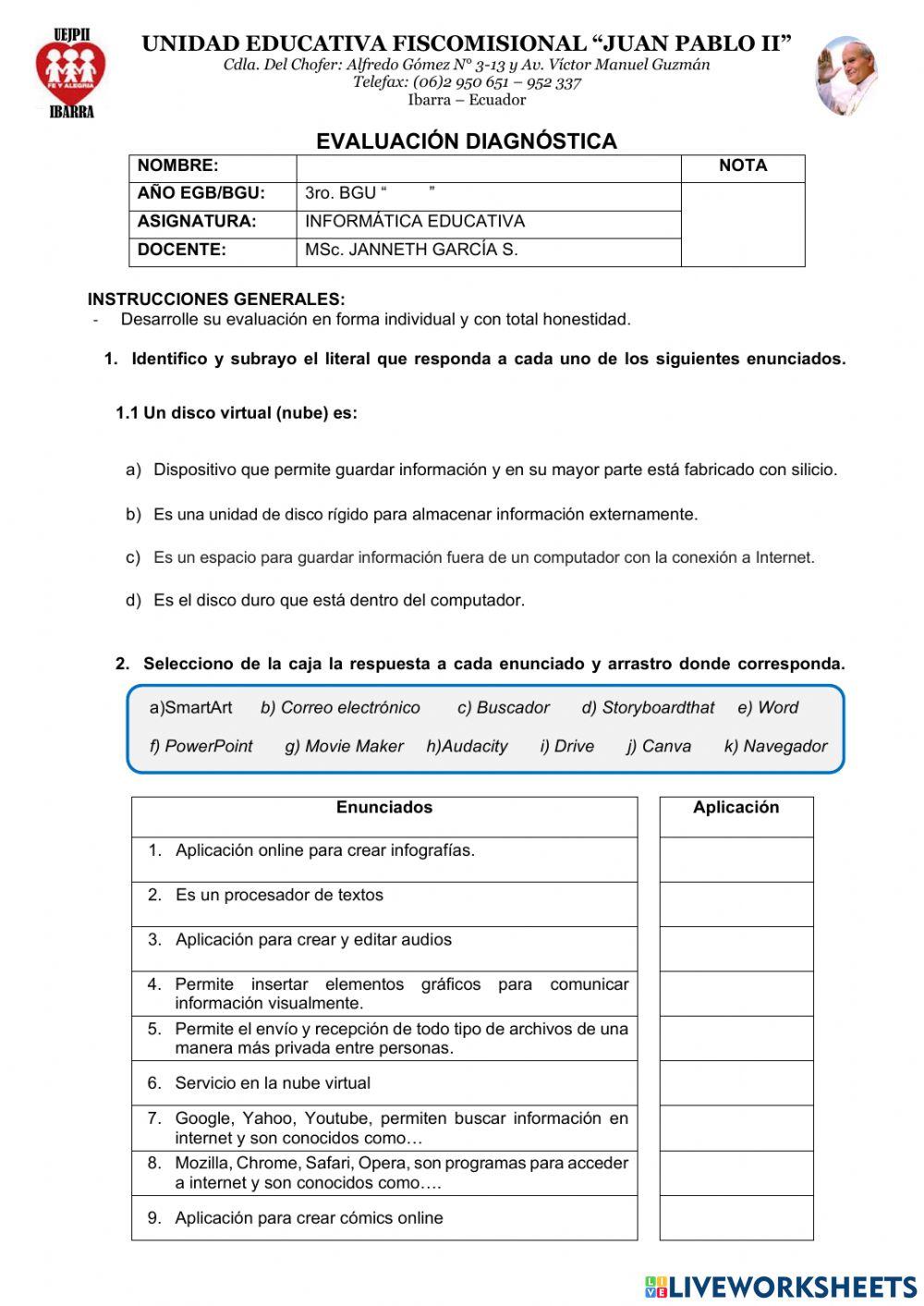 Diagnóstico Informática-3ro. BGU