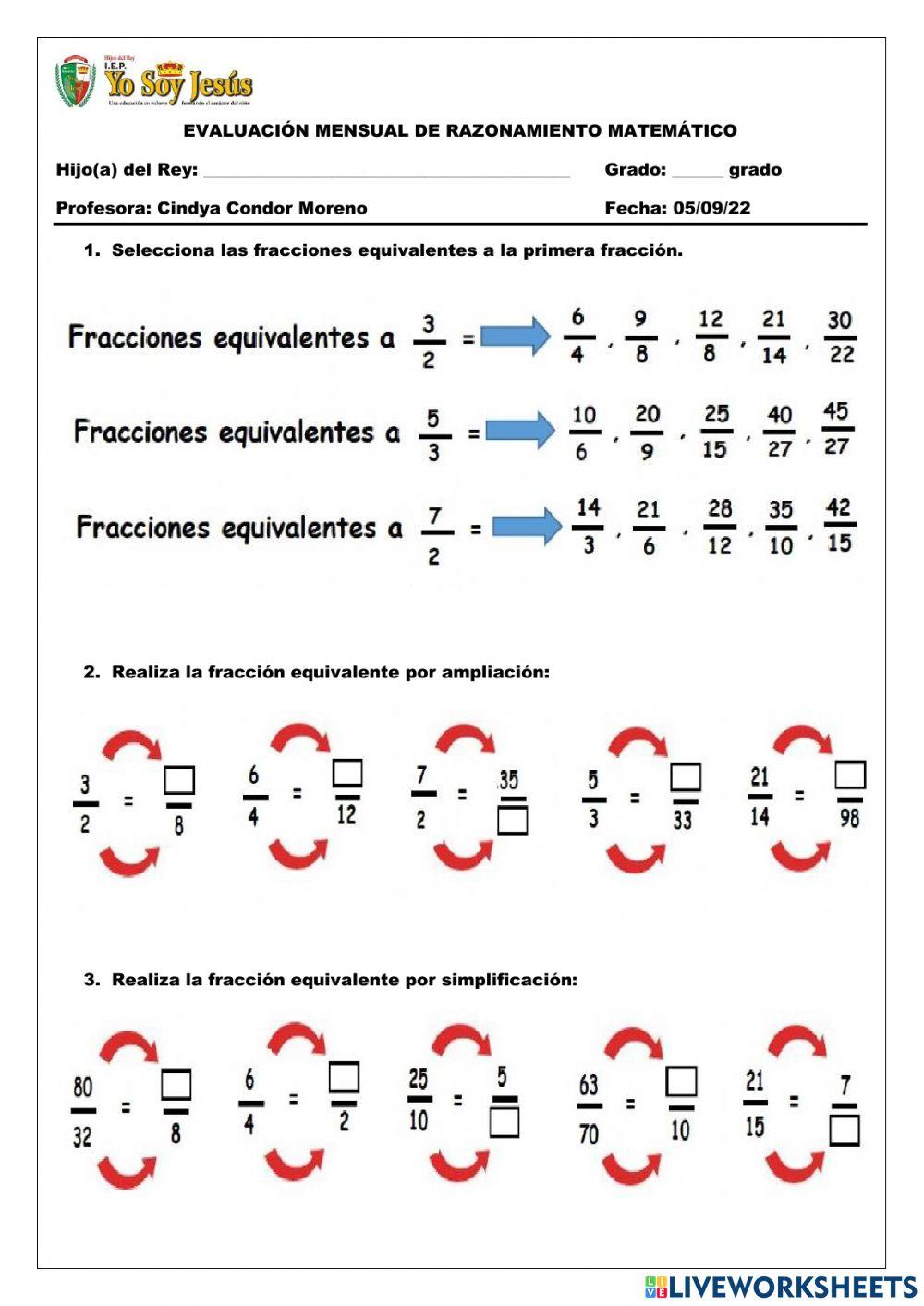 Evaluación de razonamiento matemático