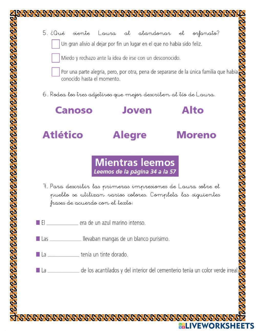 Primer Control de lectura: La cala del muerto después de haber leído las páginas de la 7-77