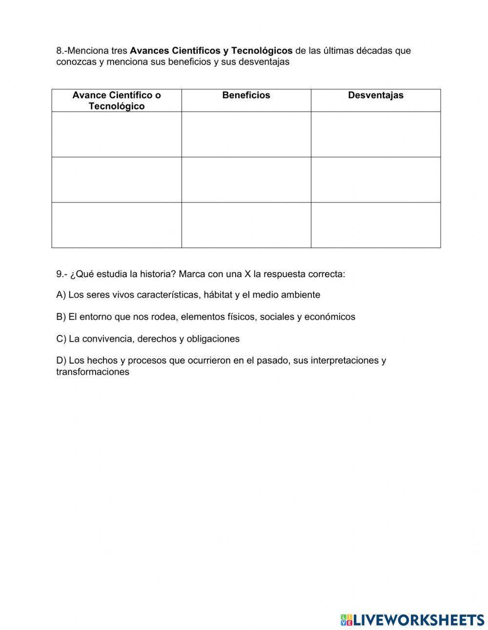 DIGNÓSTICO HISTORIA 6o