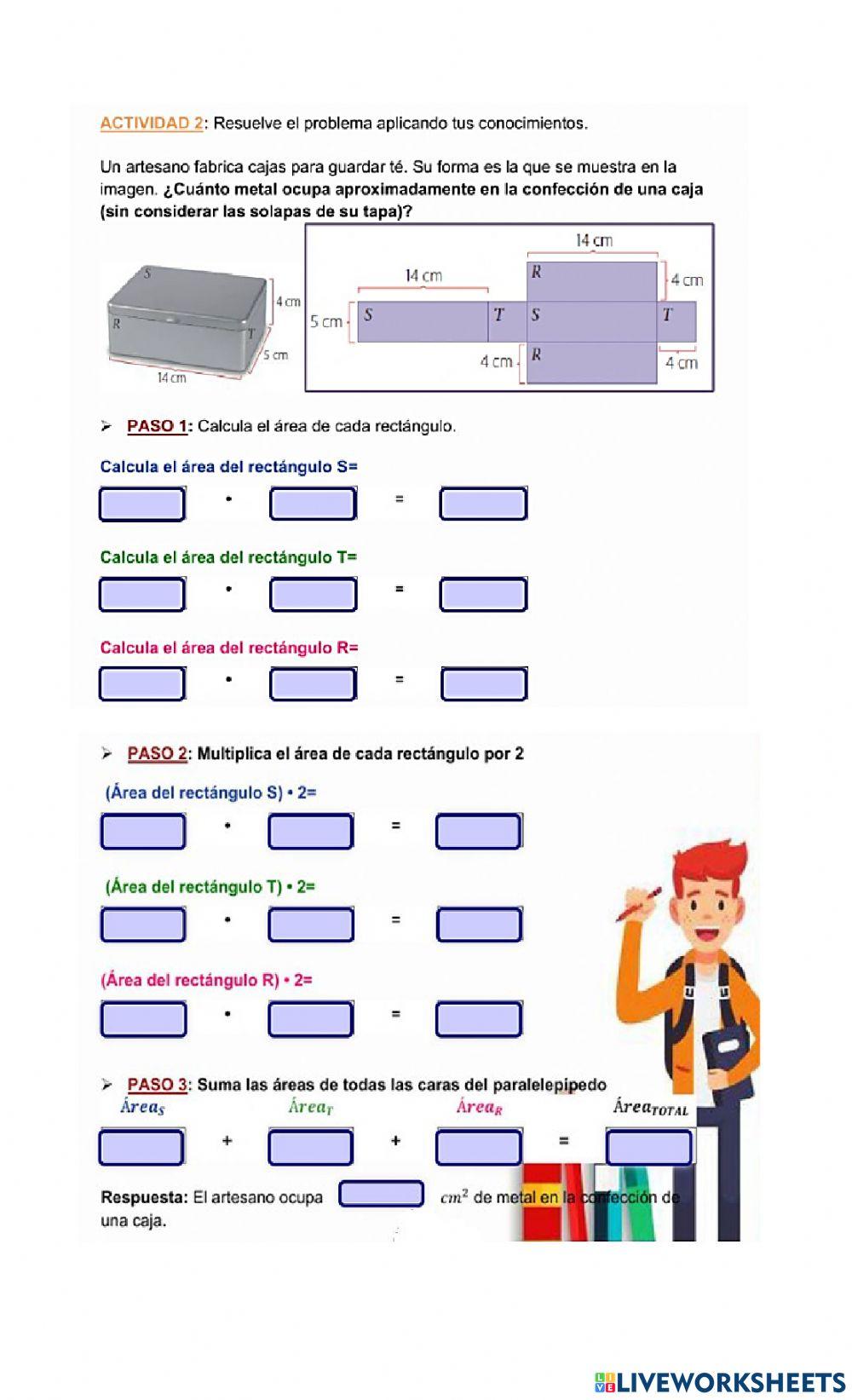 Área de cubos y paralelepípedos