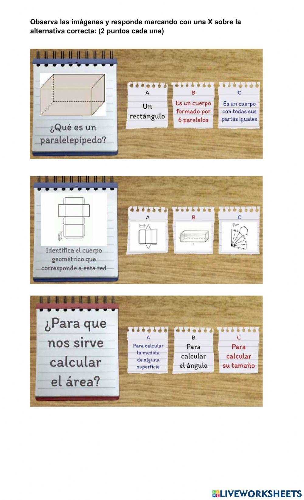 Área de cubos y paralelepípedos