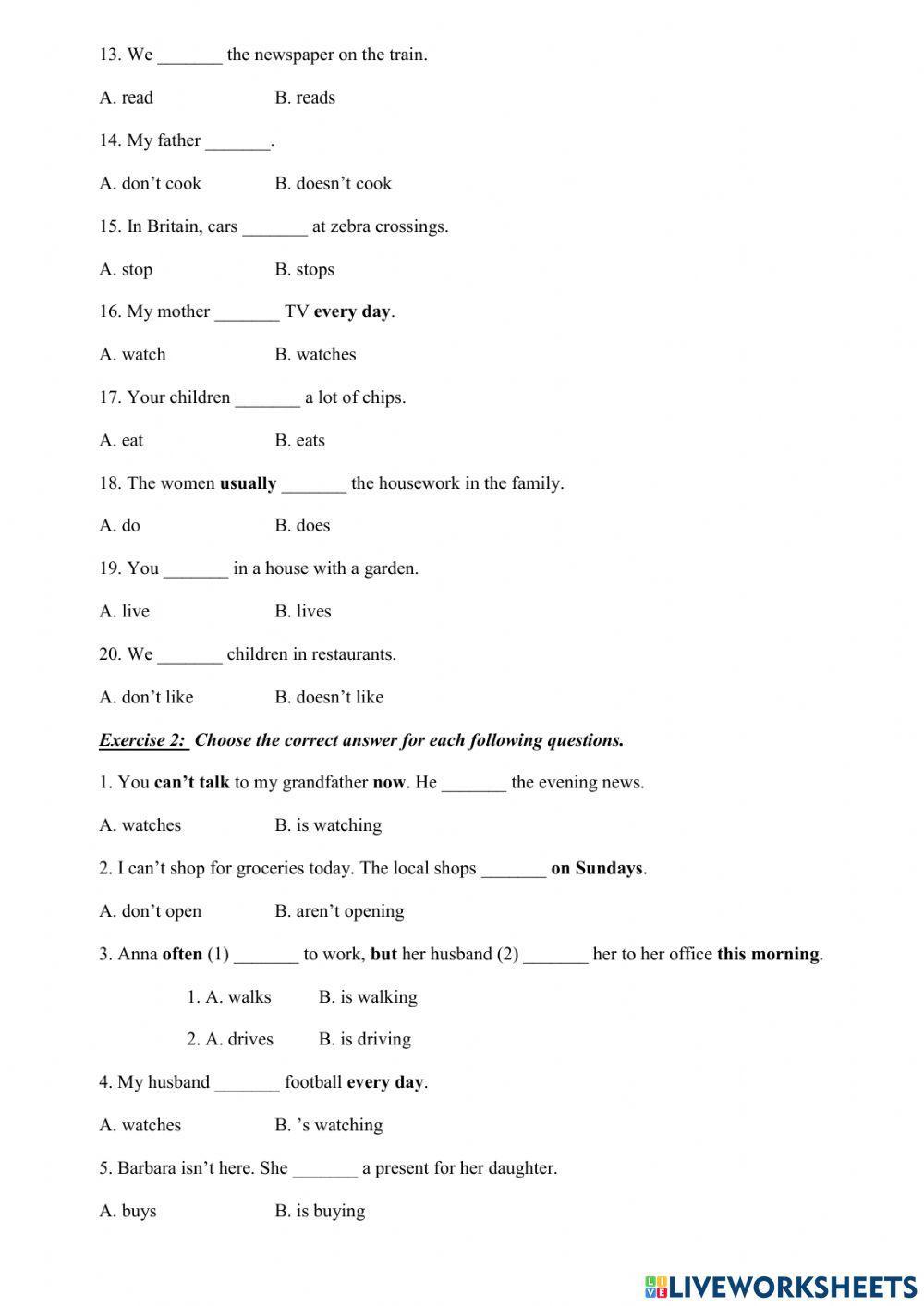 The present simple and the present continuous