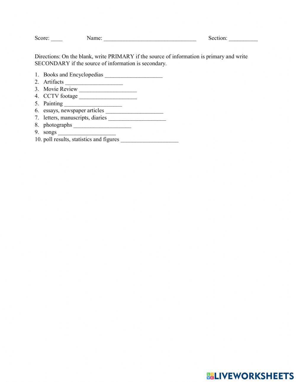 Sources of Information