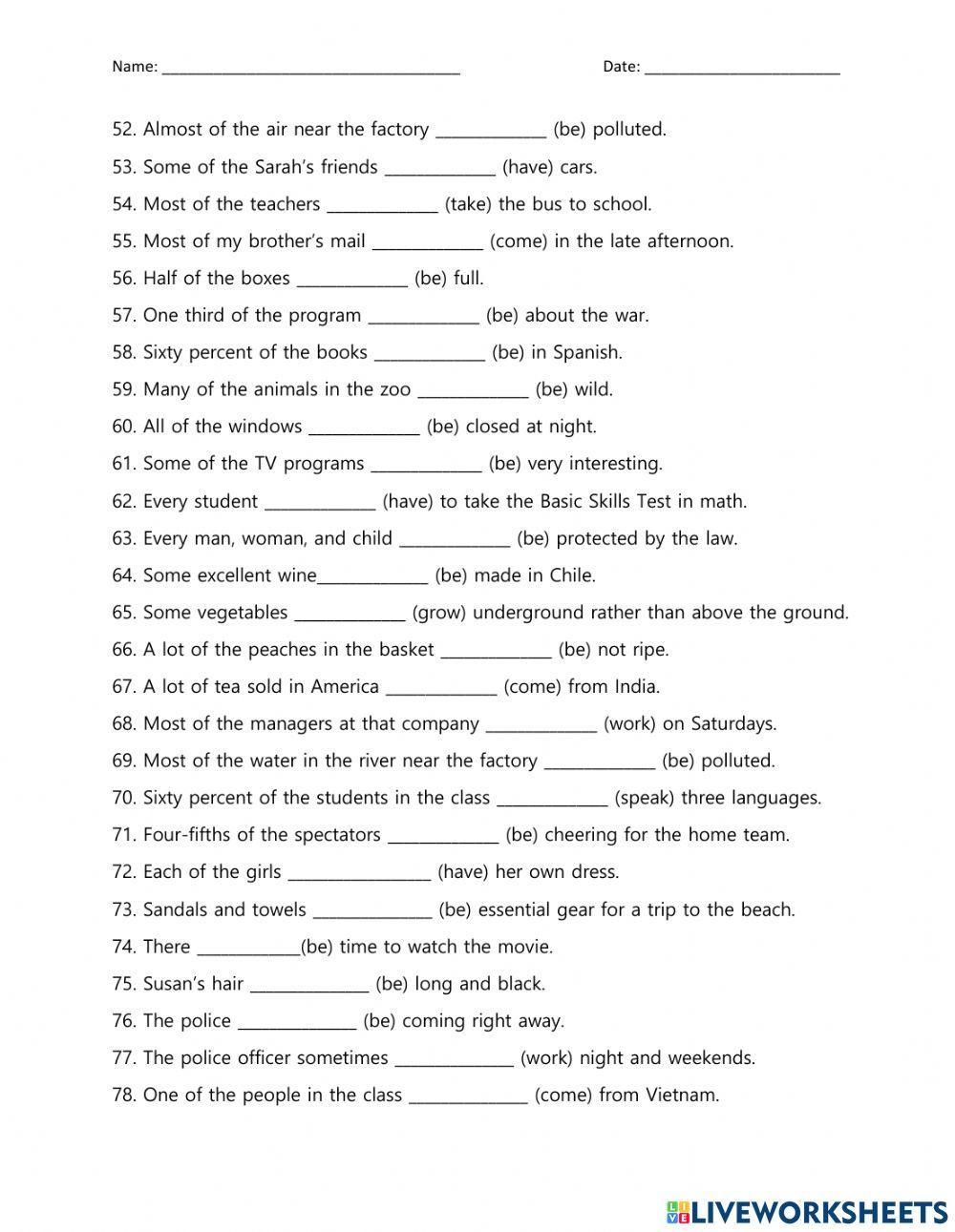 Subject with Verb Agreement