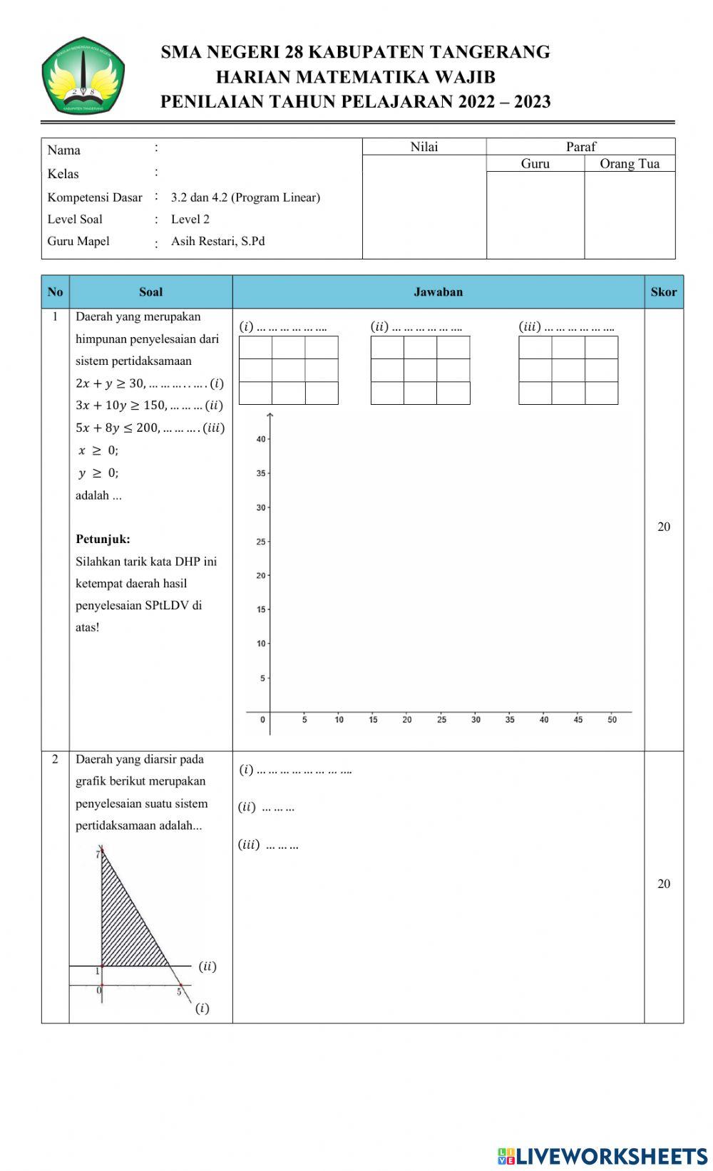 Penilaian Harian KD 3.2 dan 4.2 Level 2