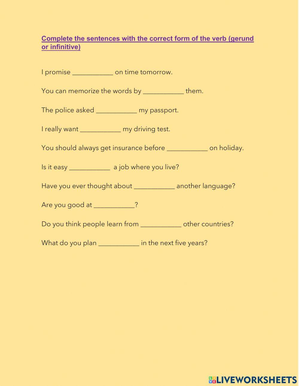 gerunds and infiniives