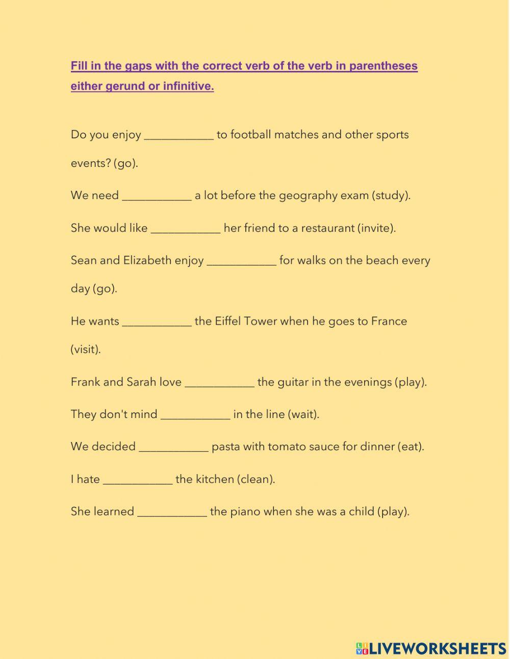 gerunds and infiniives