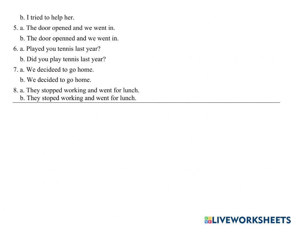 Past simple of regular and irregular verbs