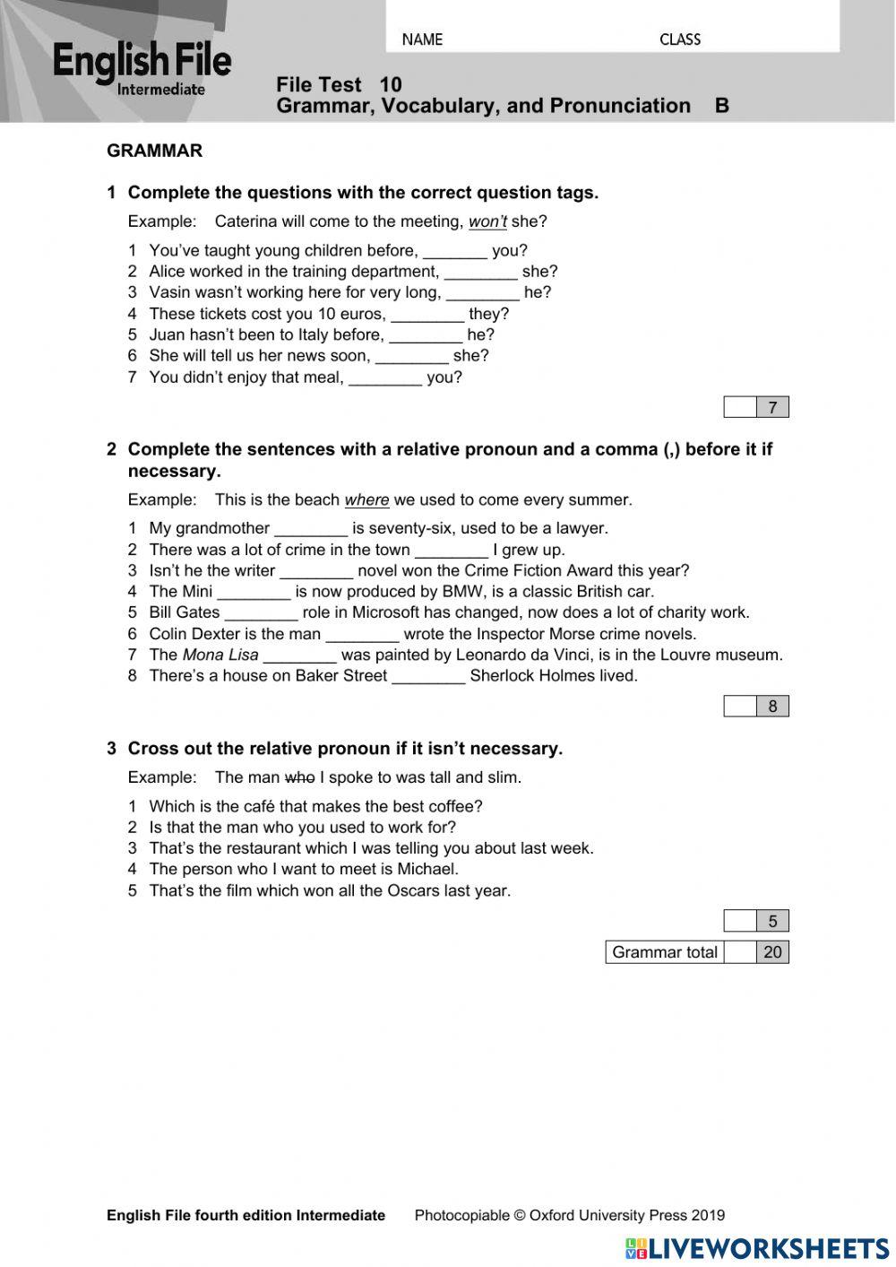 English file intermediate file 10