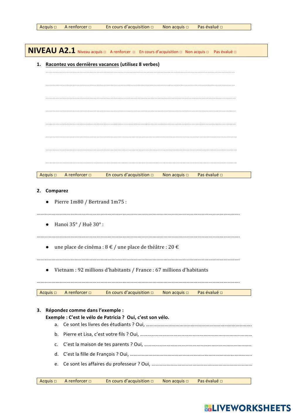 Test de positionnement