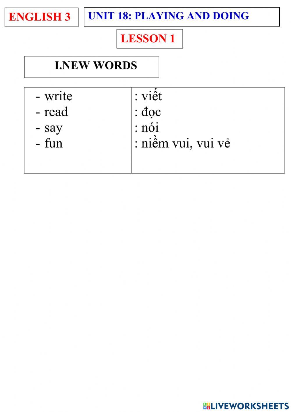 Englísh 3- unit 18- lesson 2-3