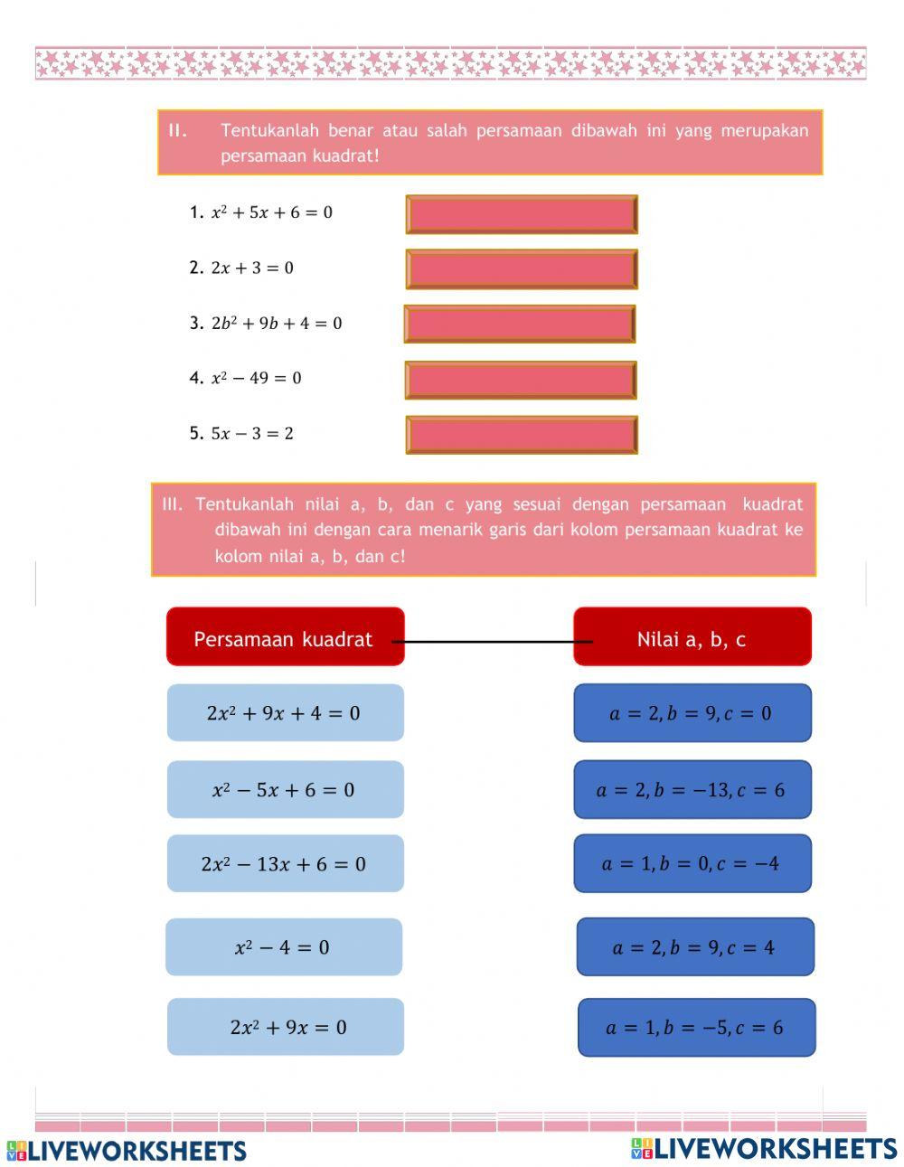 LKPD Persamaan Kuadrat Kelas 9