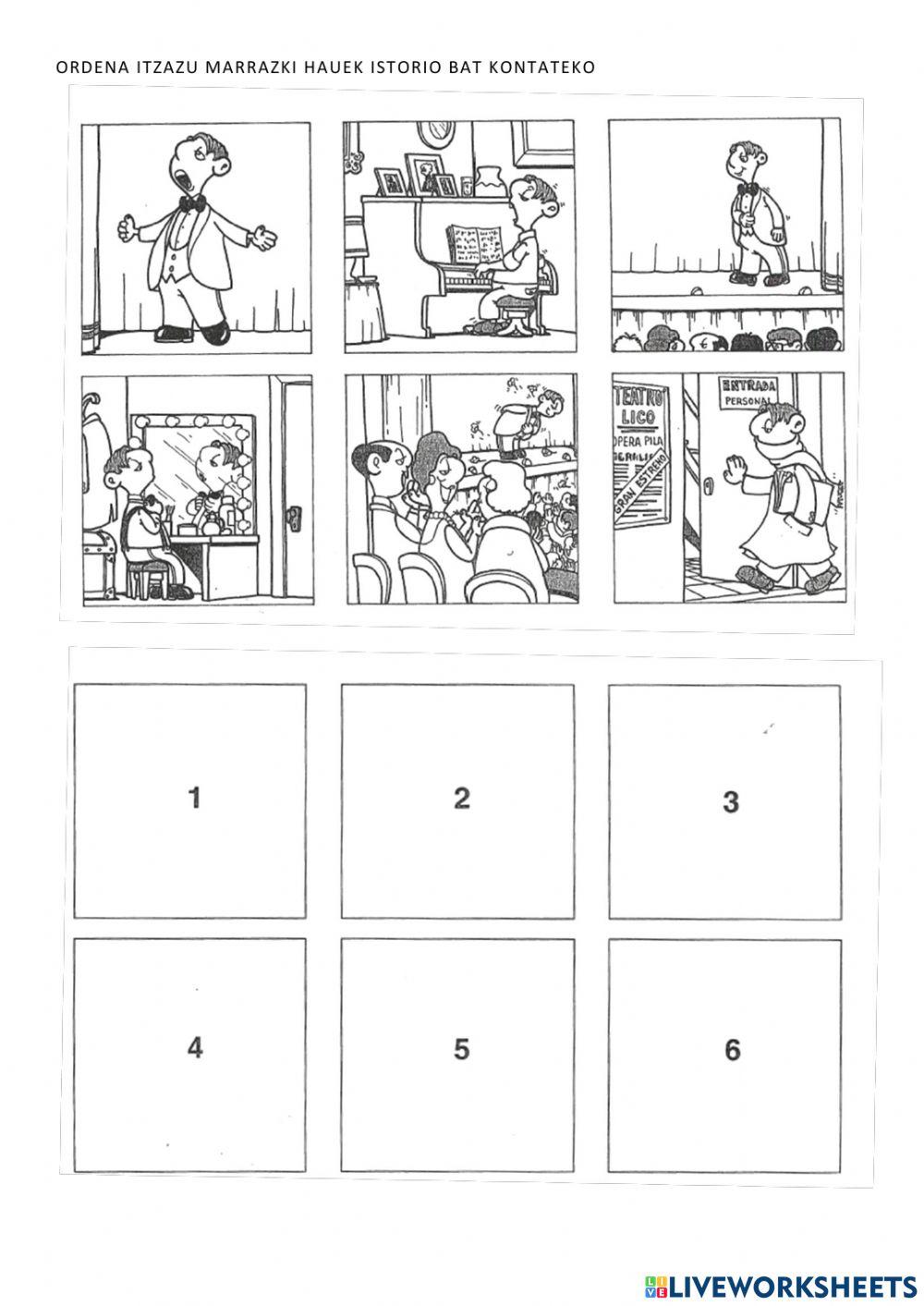 Ordena itzazu marrazki hauek istorio bat kontateko