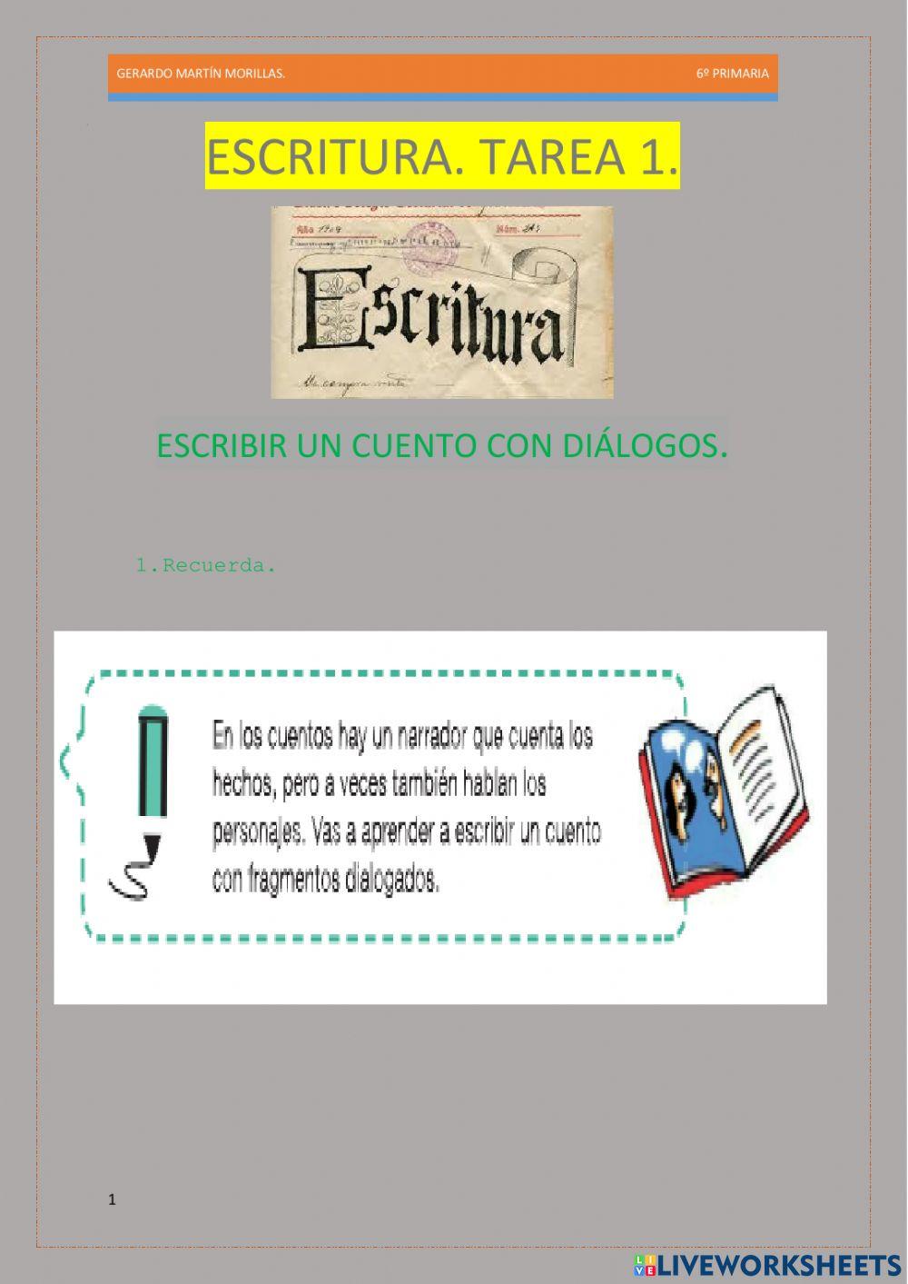 Escritura. Tarea 1. 6º.