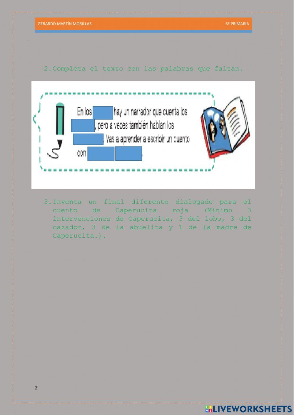 Escritura. Tarea 1. 6º.