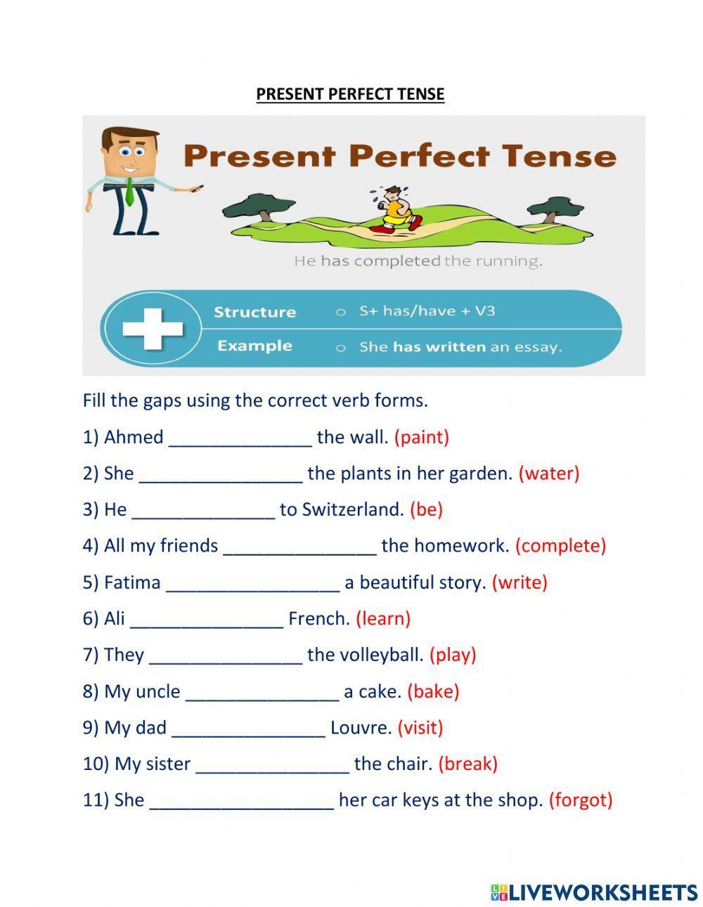 Present Perfect Tense Online Exercise For Grade 6 Live Worksheets