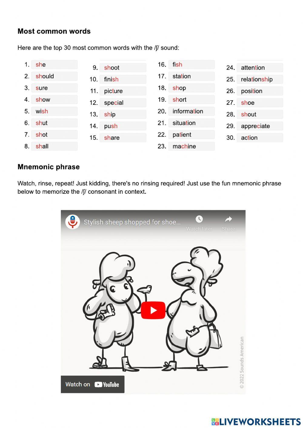 P - Consonants:SH -ʃ- (show)