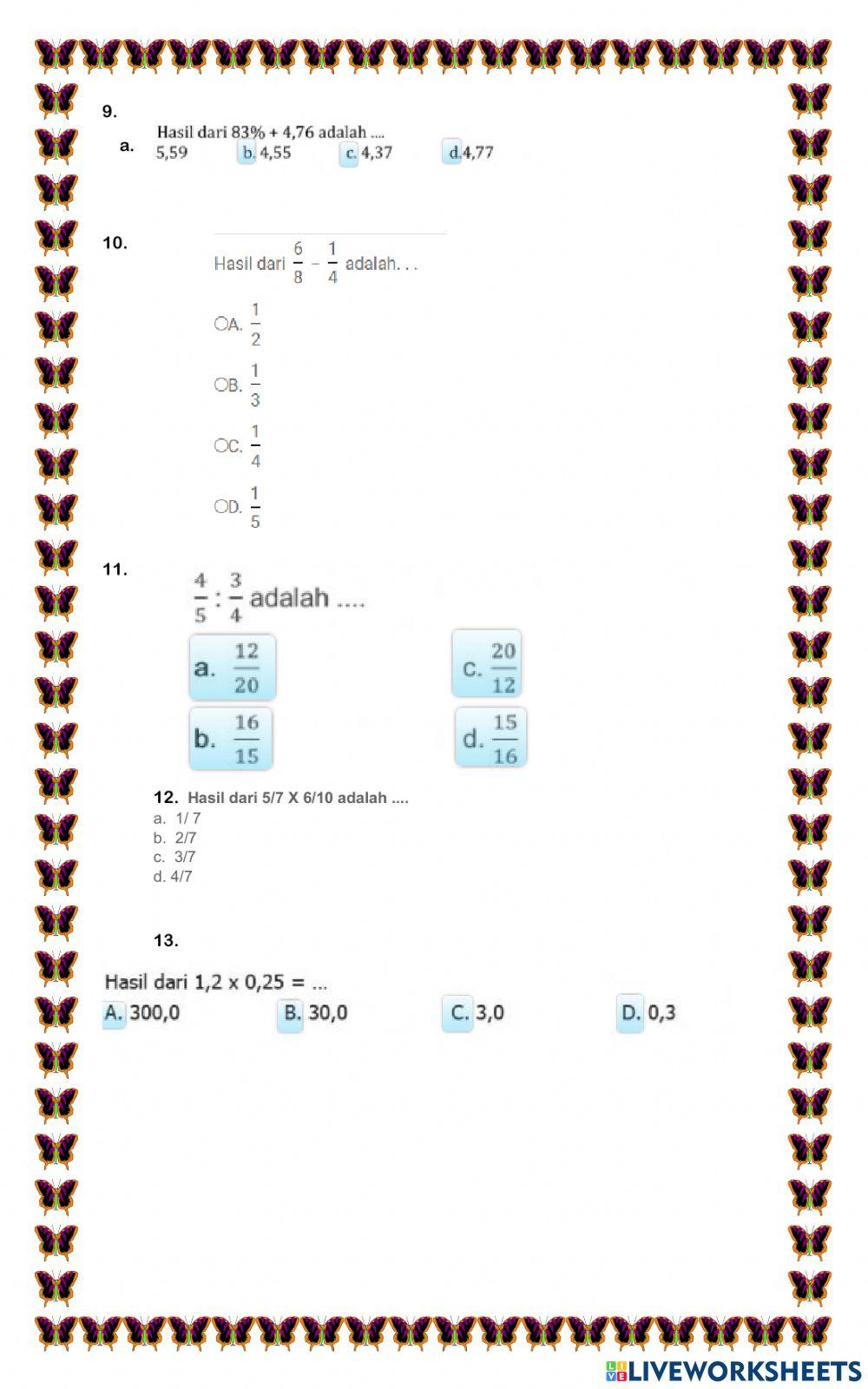 Penilaian tengah semester matematika kelas 5 c