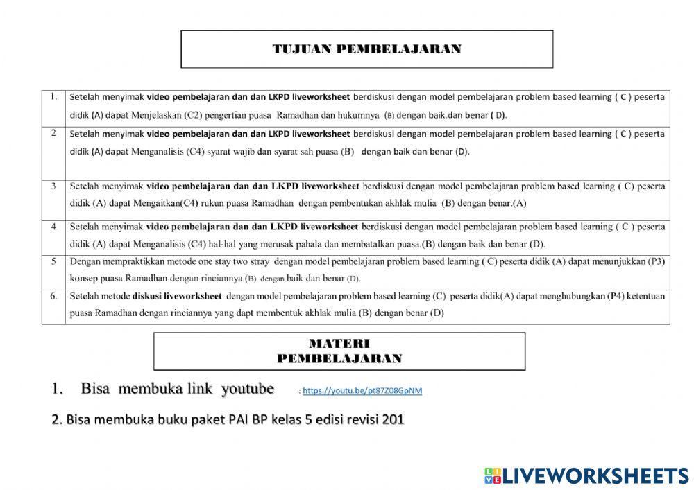 LKPD PAI BP kelas V pelajaran 4