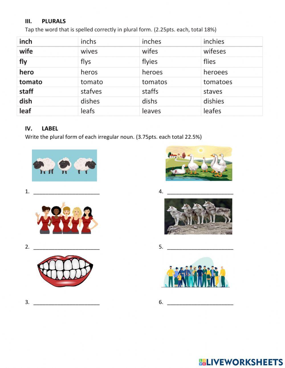 Spelling Partial Exam