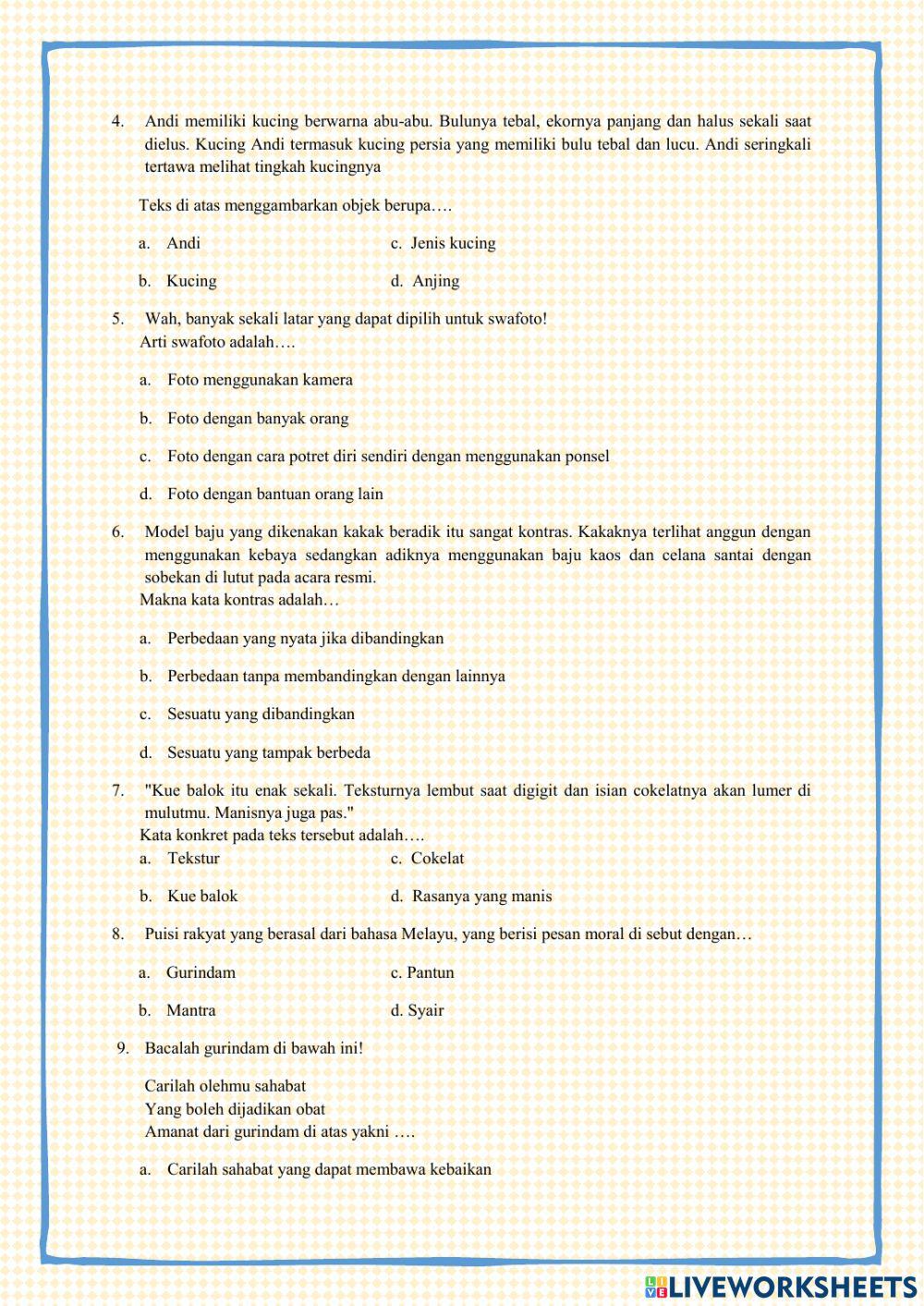 PTS Kelas 7 Bahasa Indonesia