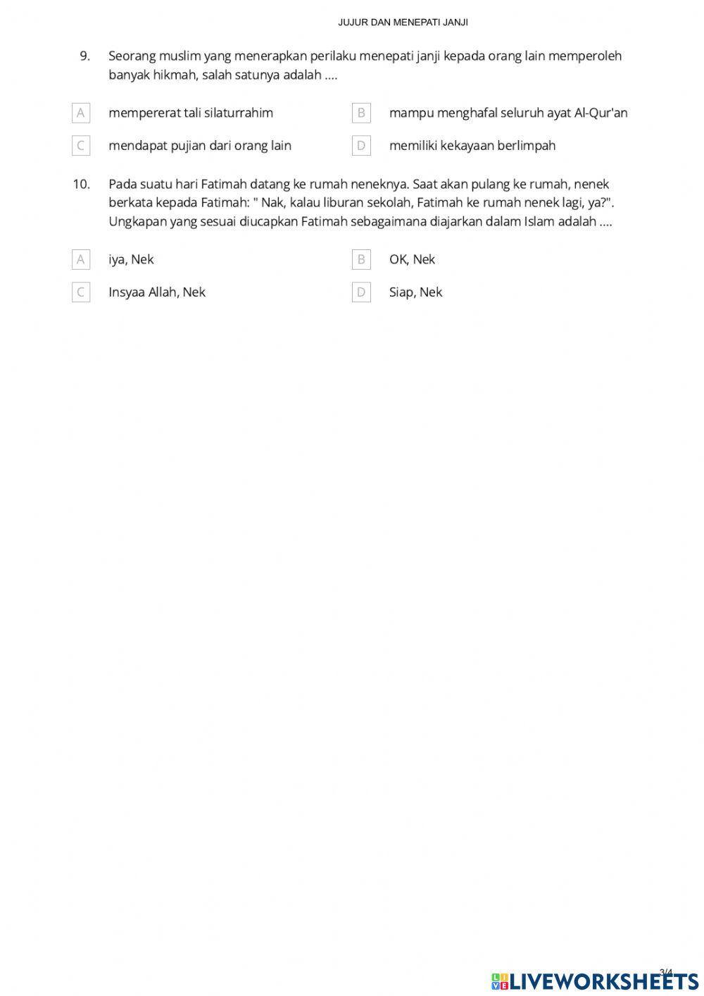 Jujur dan Menapati Janji