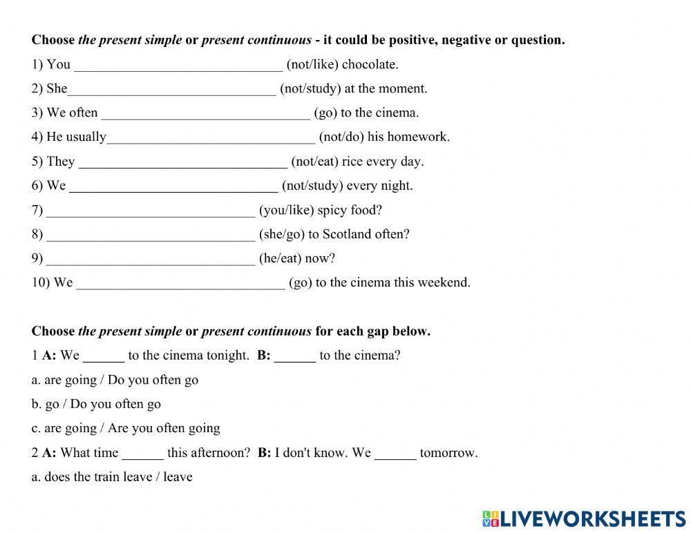 Present simple & Continuous