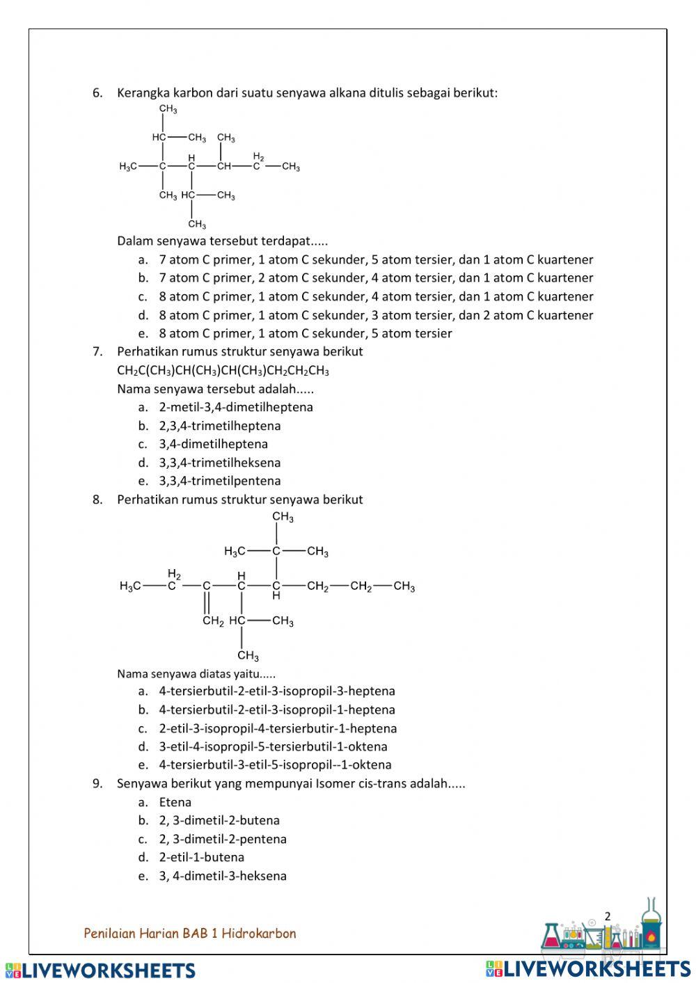 Penilaian Harian Bab 1 Hidrokarbon