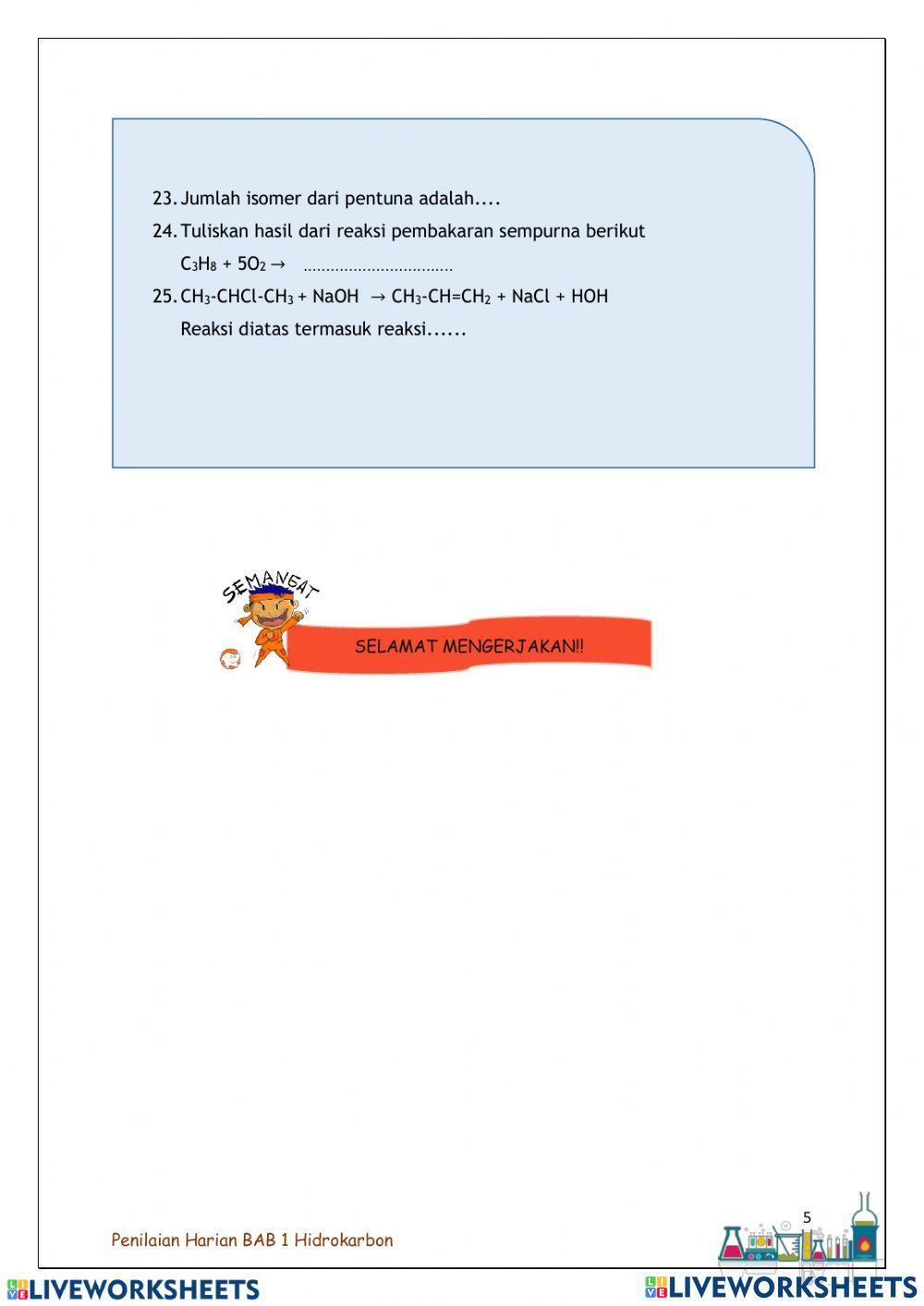 Penilaian Harian Bab 1 Hidrokarbon